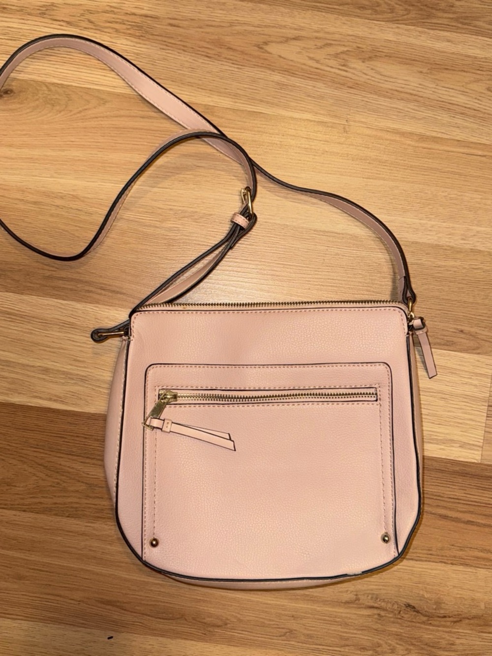Apt. 9 Blush Pink Pebbled Crossbody Bag with Gold Hardware